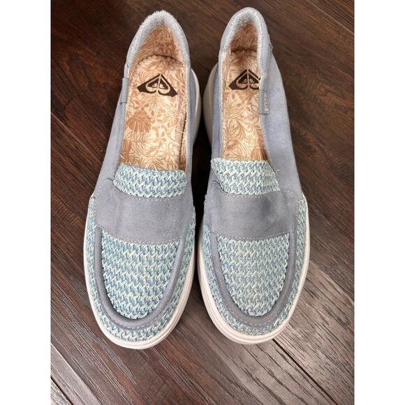 Roxy Women's Sheilahh Platform Sneaker 8.5 Blue Low Top Beachy Chunky - Picture 4 of 7